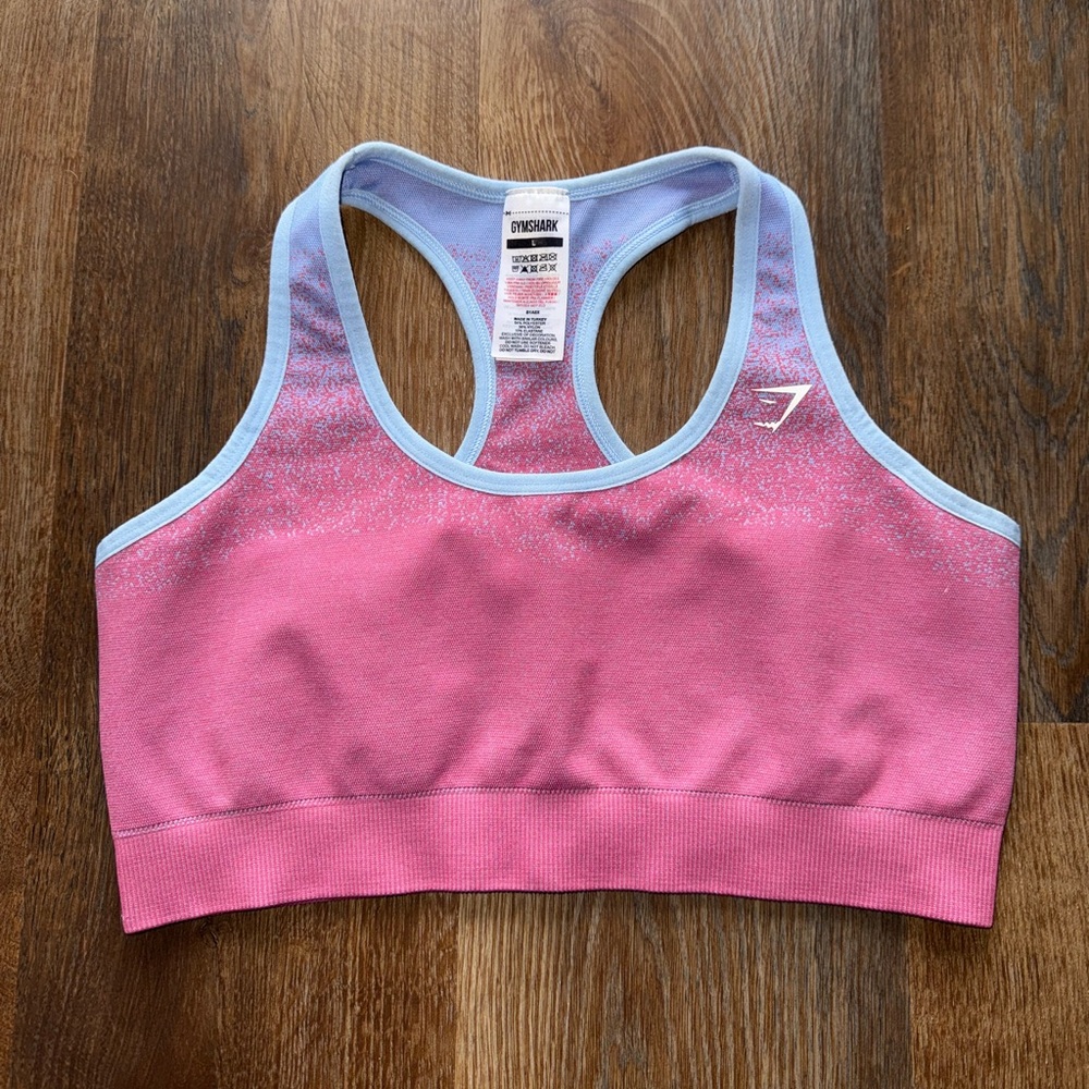 Gymshark Pink and Light Blue Sports Bra